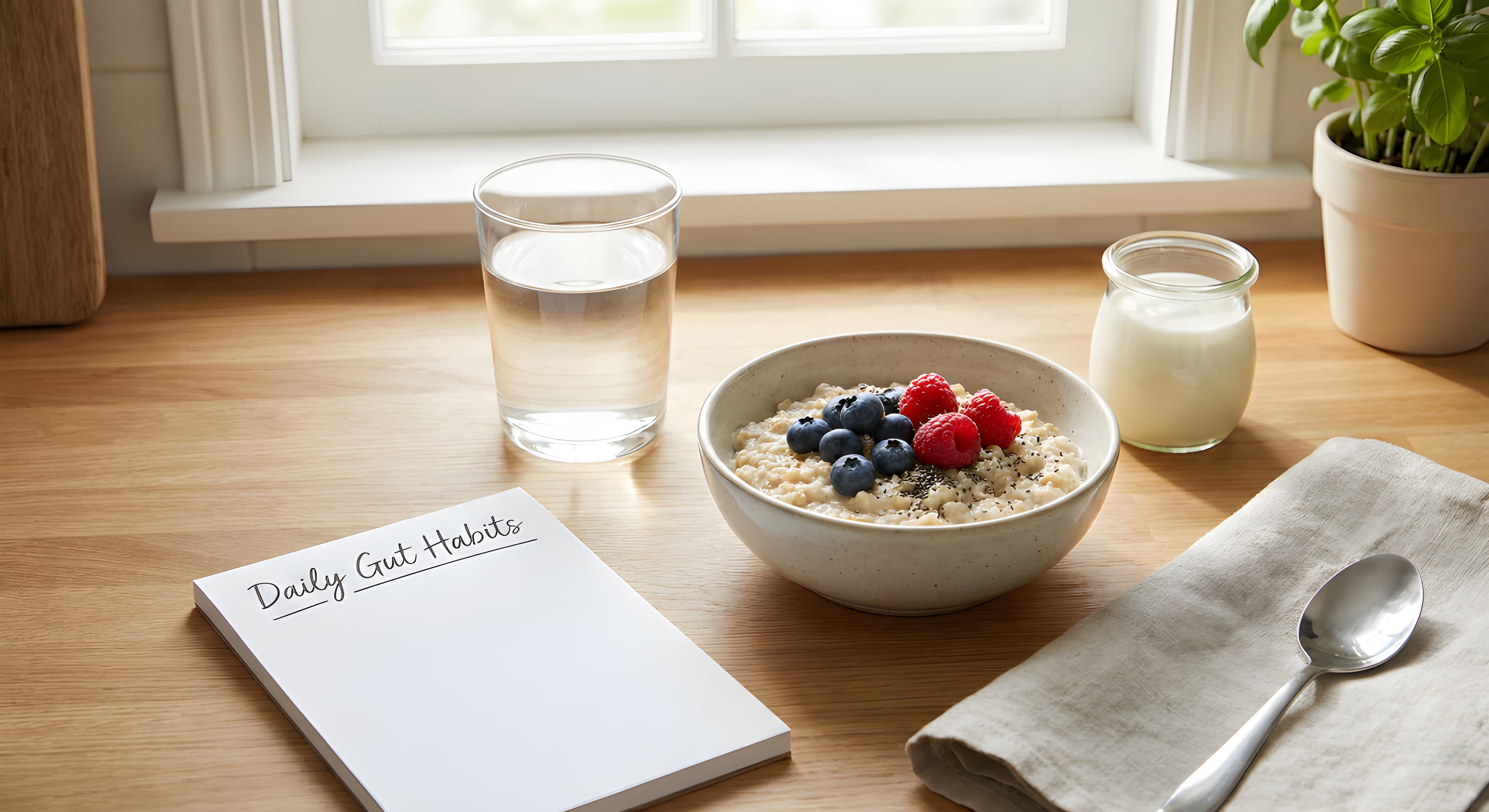 Bright, cozy morning kitchen scene